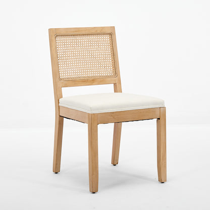 Farmhouse Rattan Dining Chairs Set of 2, Mid Century Modern Kitchen & Dining Room Chairs, Cane Upholstered Kitchen Side Chair with Natural Hardwood Frame, Beige image 3
