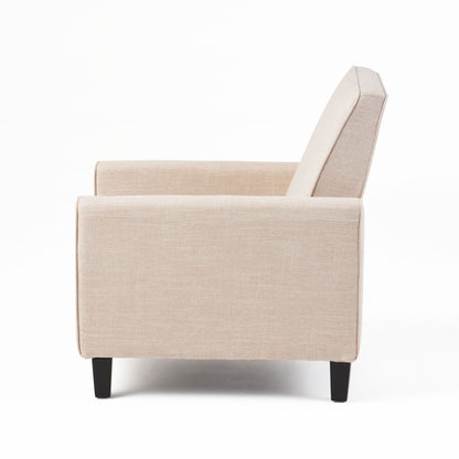 27.5" Push Back Recliner Chair Upholstered Recliner Armchair with Solid Beech Wood Legs for Living Room and Bedroom(Old SKU:52422.00FLBEI), Light Beige image 10