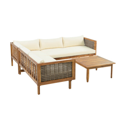 SECTIONAL SEATING GROUP WITH WATERPROOF CUSHIONS - PREMIUM OUTDOOR SOFA SET(BEIGE CUSHION) image 6