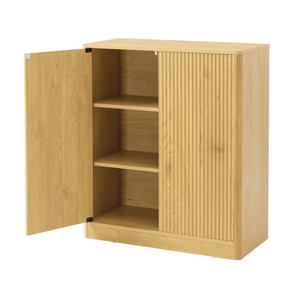 34.3" modern wavy sideboard, curved contour design storage cabinet, 2-door cabinet with storage function, suitable for kitchen/bedroom/living room, Natural, 34.3"L x 15.7"W x 34.3"H image 7