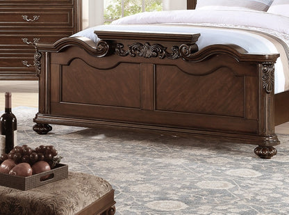 Gorgeous Traditional Antique Cherry 1pc Eastern King Size Bed Tufted Faux Leather Headboard Wooden Bedframe image 8