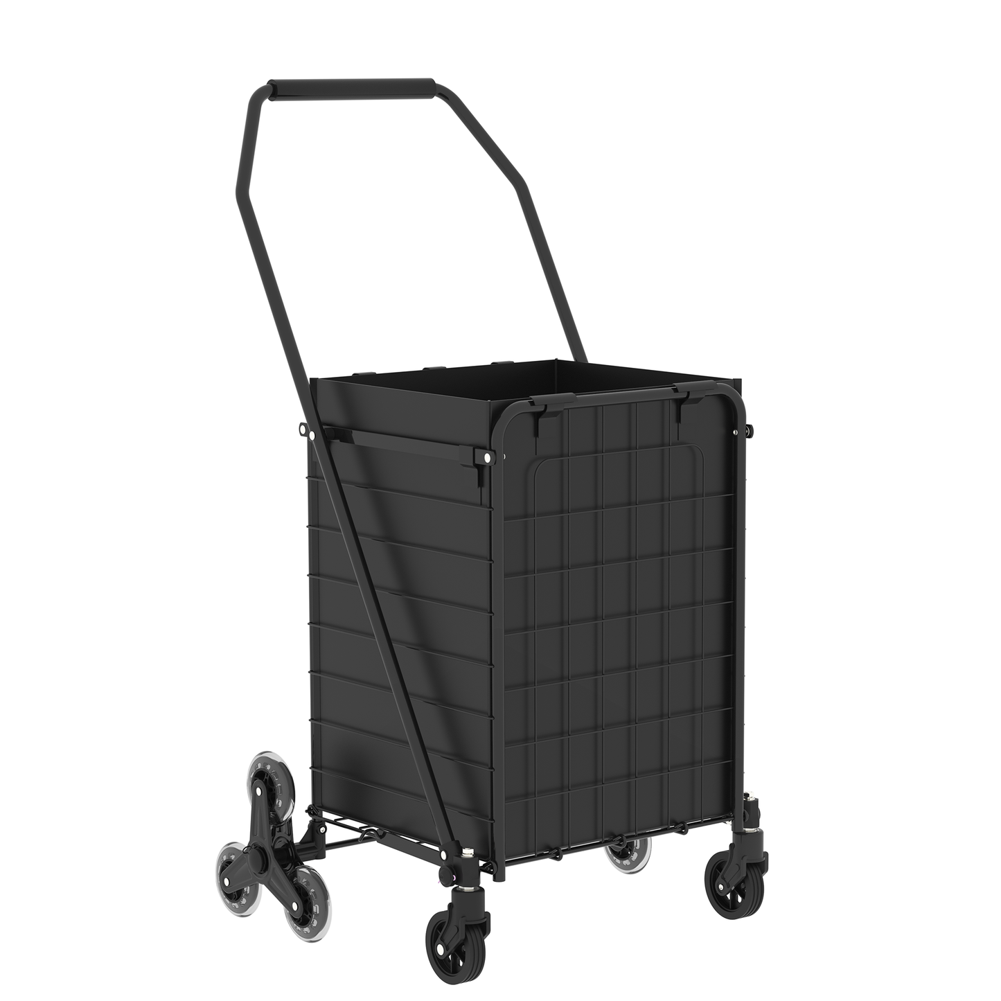 Shopping Cart to Go Upstairs,Shopping Cart on Wheels, Foldable Utility Shopping Carts with 360° Rolling Swivel Wheels for Groceries Laundry image 1