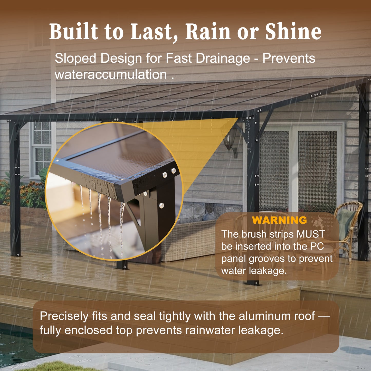 14x10 FT Hardtop Gazebo, Heavy Duty Outdoor Pergola with Tinted Polycarbonate Roof, UV & Snow Resistant, Rustproof Aluminum Frame – For Patio, Backyard, Garden, Carport image 3