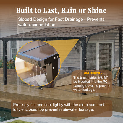 14x10 FT Hardtop Gazebo, Heavy Duty Outdoor Pergola with Tinted Polycarbonate Roof, UV & Snow Resistant, Rustproof Aluminum Frame – For Patio, Backyard, Garden, Carport image 3