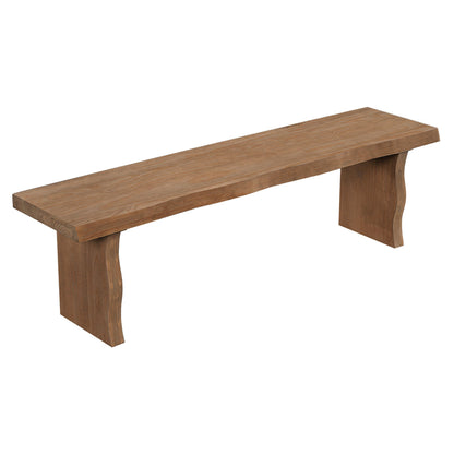 Indoor Pine Dining Bench, 62.9''L Solid Wood Seating, 350lbs Weight Capacity, Fits 3 People for Kitchen, Dining Room & Living Space image 3