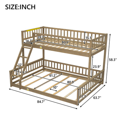 Twin XL over Queen Bunk Bed with Ladder and Guardrails, Walnut image 10