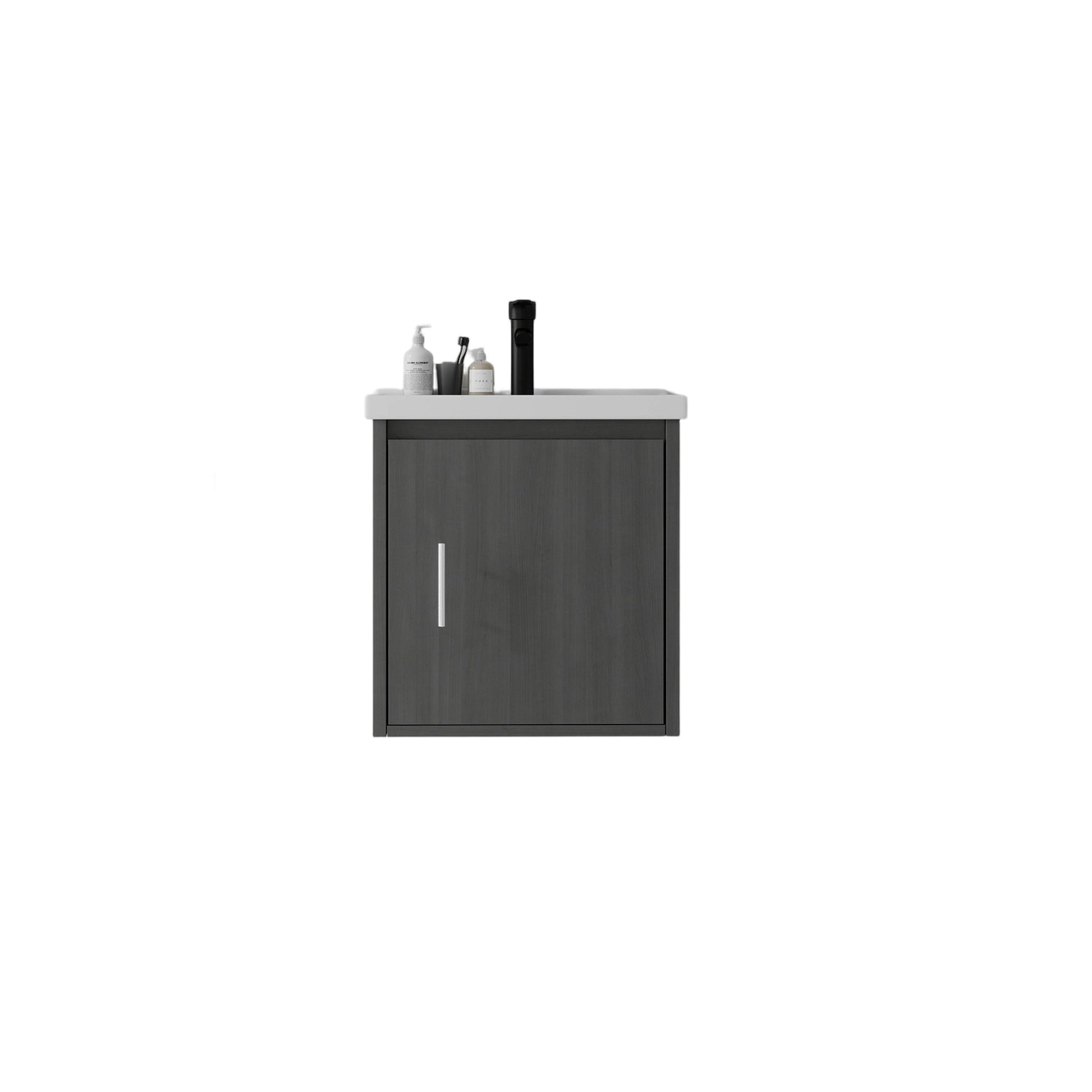 20 Inch Floating Bathroom Vanity with Sink, Soft-Close Door,Ceramic Sink,Plywood, Grey image 7