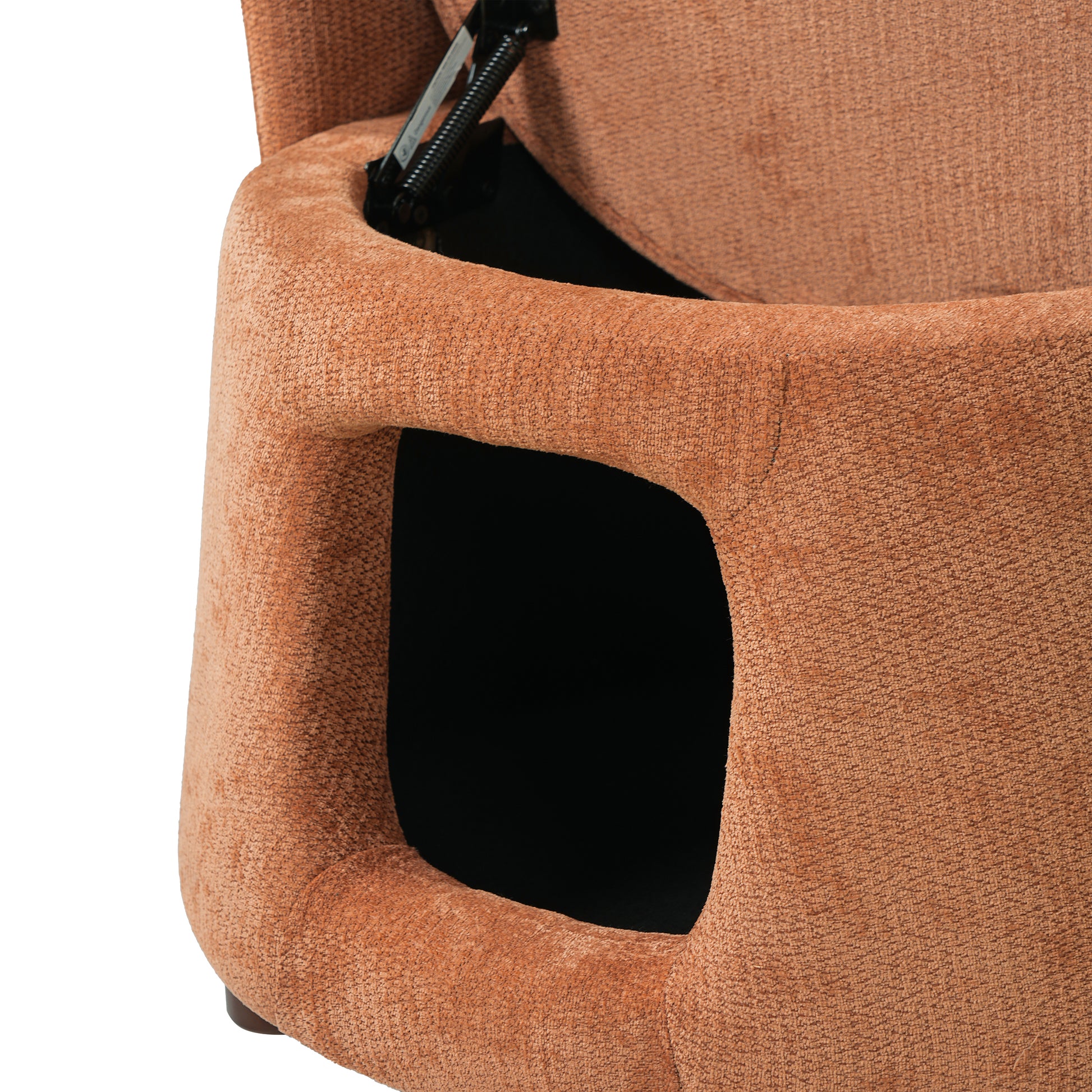 Orange Pet Friendly Chair with Hidden Pet Nook, Convertible Stool, Storage Seat, 220lbs Capacity, Acacia Wood Legs image 11
