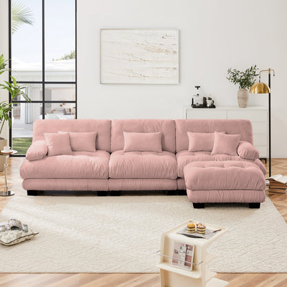 Luxury Modular Sectional Sofa Couch,Oversized L Shaped Cloud Couch for Living Room,Deep Seat Sofa Couch with Convertible Ottoman,Chenille Pink image 3