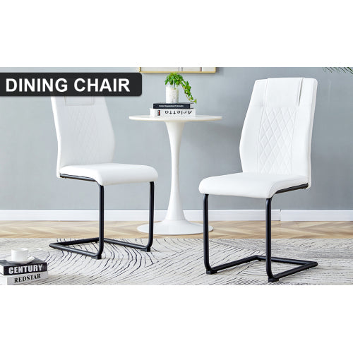 Modern dining chairs with faux leather upholstered seats - dining room chairs with metal legs, suitable for kitchen, living room, bedroom, dining room side chairs, set of 4 pieces (white+PU leather) image 7