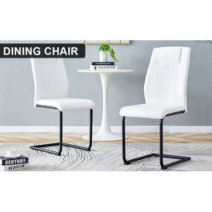 Modern dining chairs with faux leather upholstered seats - dining room chairs with metal legs, suitable for kitchen, living room, bedroom, dining room side chairs, set of 4 pieces (white+PU leather) image 7