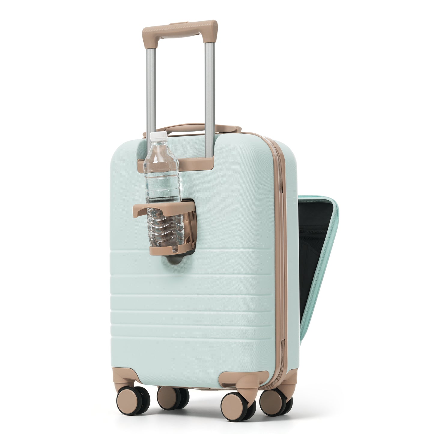 4-Piece Luggage Set with USB Charging Ports - 20in Carry-On (Front-Opening for Laptop) 28in Checked Suitcase with TSA Lock Travel Duffel Bag Wet-Dry Toiletry Bag, grey green image 10