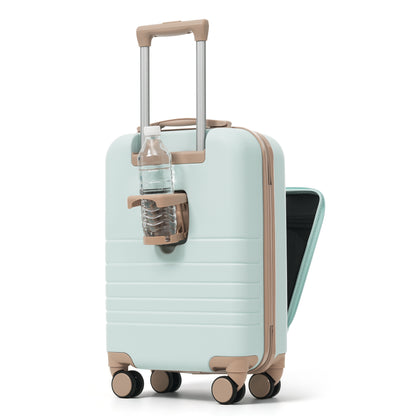4-Piece Luggage Set with USB Charging Ports - 20in Carry-On (Front-Opening for Laptop) 28in Checked Suitcase with TSA Lock Travel Duffel Bag Wet-Dry Toiletry Bag, grey green image 10