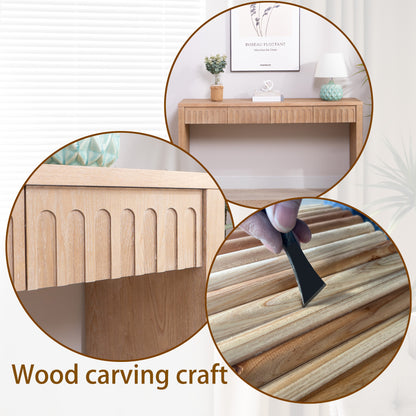 Modern Console Table with 4 Drawers – 59.2" Entryway Table in Natural Wood Finish image 11