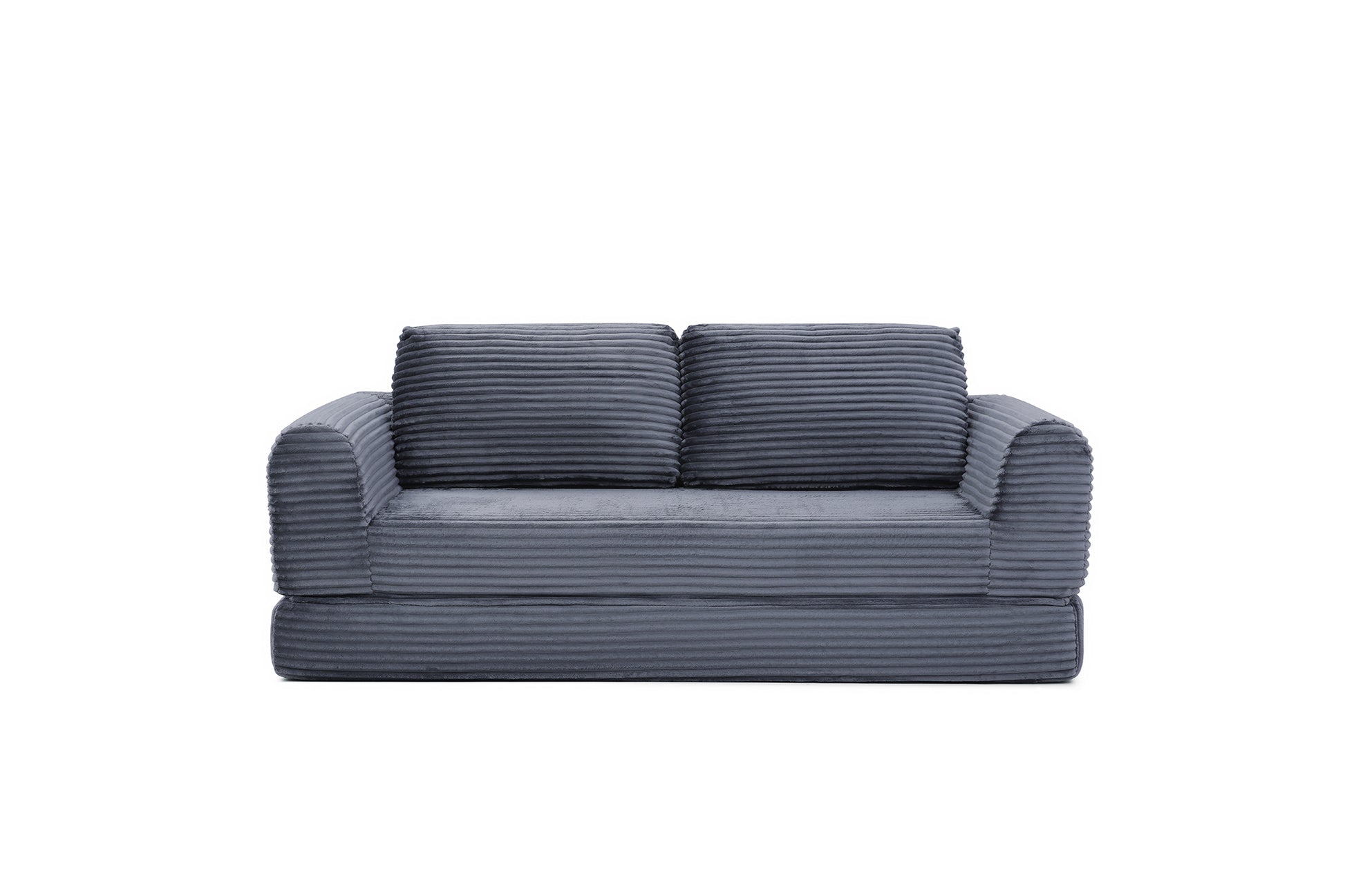 2-in-1 Folding Convertible Sofa Bed, Modern Corduroy Sleeper Couch with 2*pillows, Futon Modular Upholstered Boneless Sofa with Pull-Out Bed,Folding Floor Modular Couch for Living Room Grey image 7