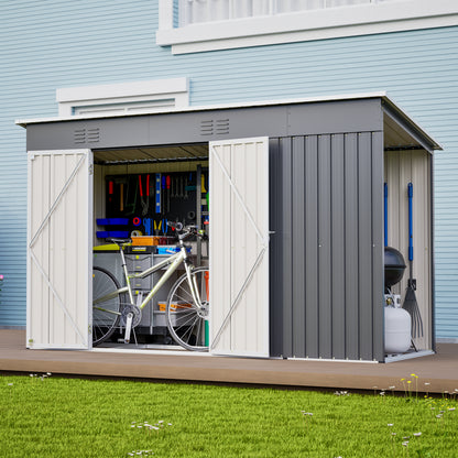 10'x4' Outdoor Metal Storage Shed for Garden Tools Lockable Door With Floor Frame image 10