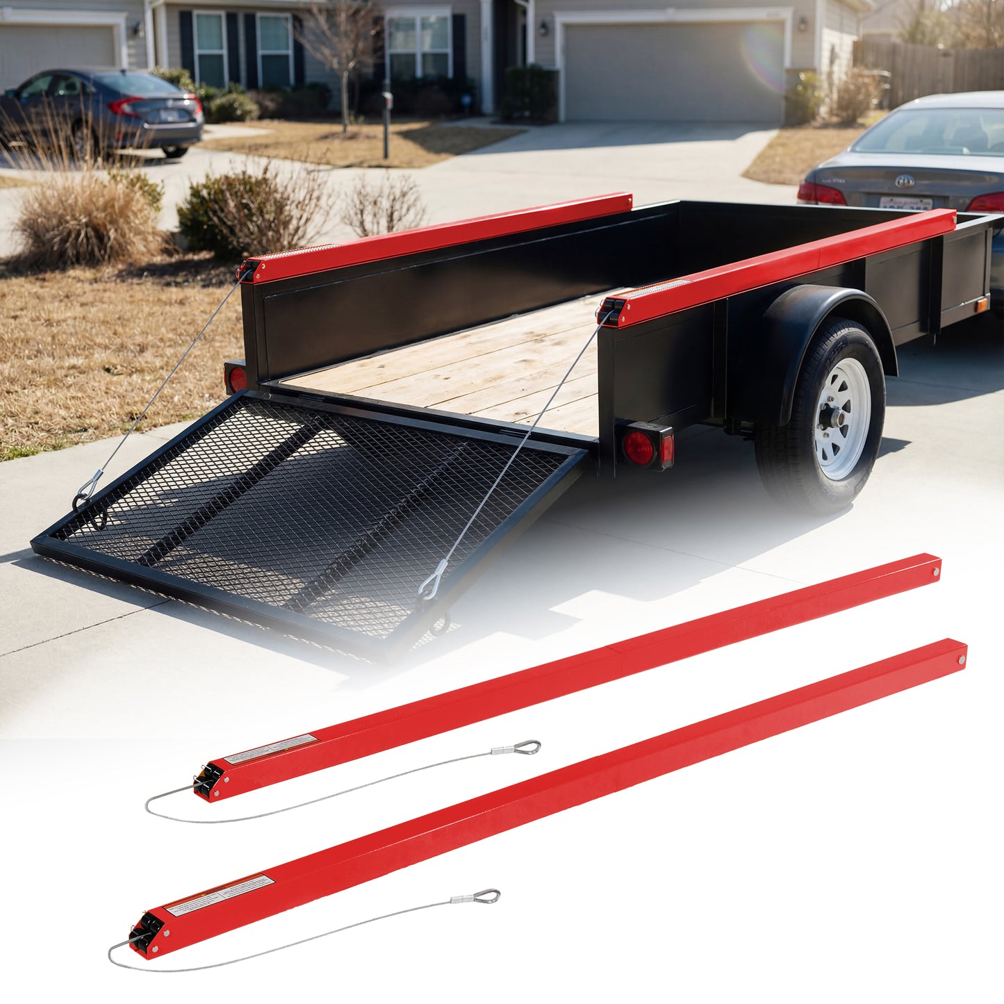 Tailgate Utility Trailer Gate Liftgate Ramp Lift 2 Sided Lift Assist System Fit for Open Utility Trailers Tailgate and Ramp New Upgrades, Red image 2
