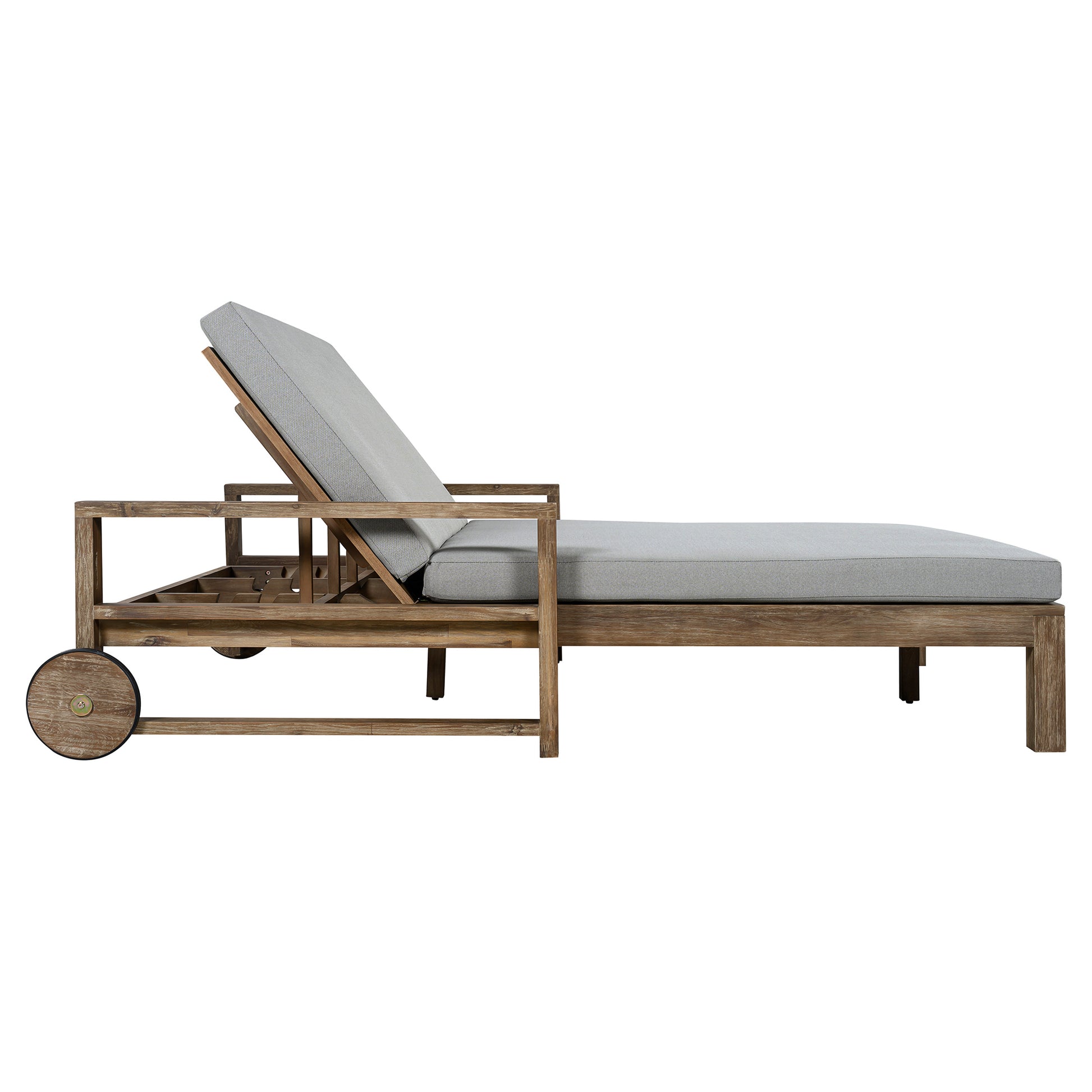 TREXM 1-Piece Farmhouse-styled Wooden Outdoor Sunbed for Ultimate Relaxation Outdoor Daybed Seating 2 People for Poolside, Garden and Backyard (Grey) image 7