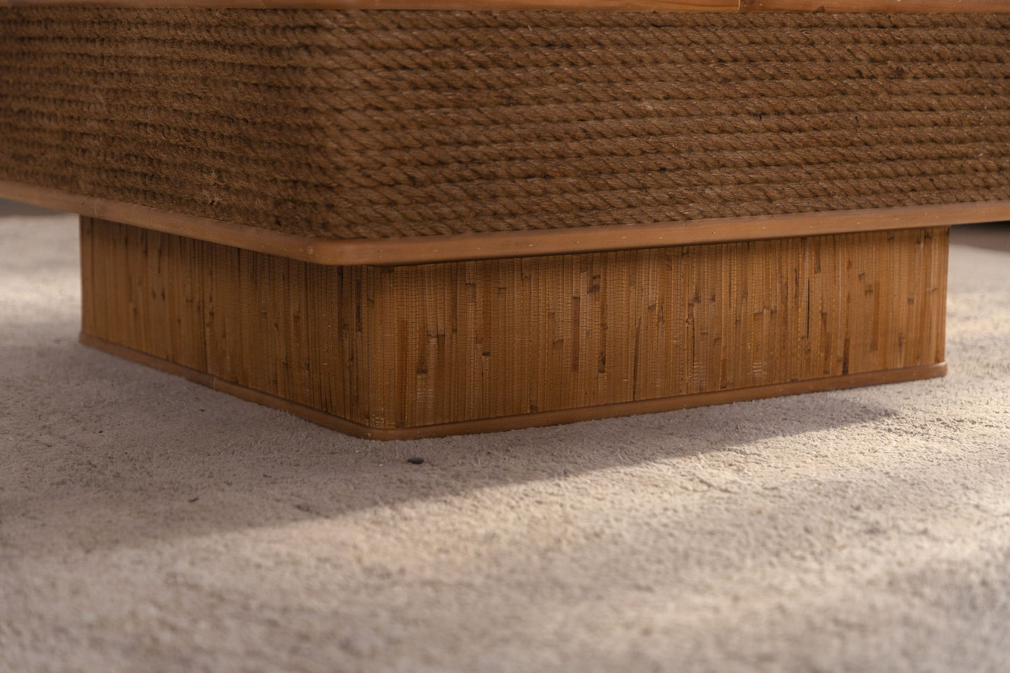 31.52"Square Rattan + Hemp Rope Coffee Table With Adjustable Storage Function, Featuring A Vintage Natural Style,for Dining Room, Kitchen And Living Room,Natural image 9
