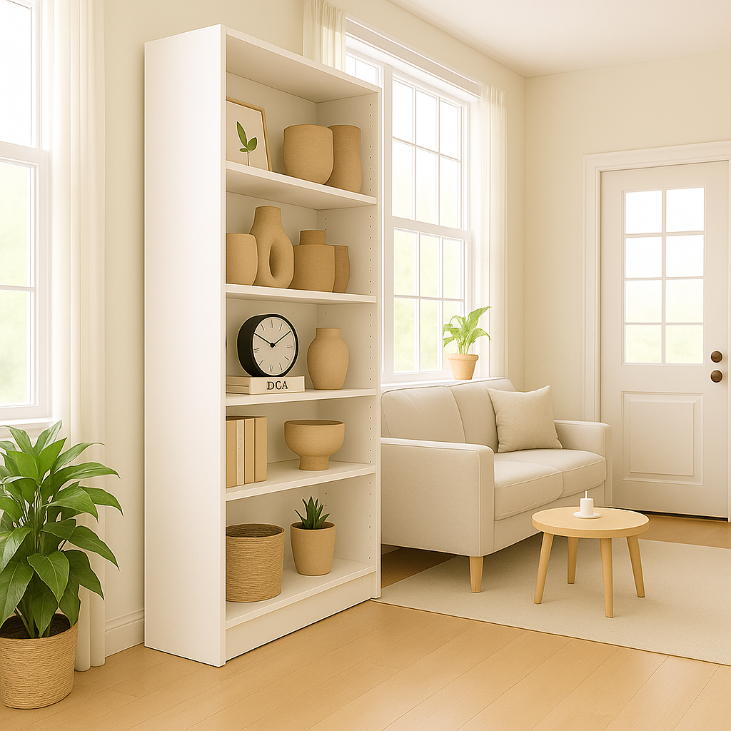 5-Tier Bookshelves Storage Cabinet White image 5