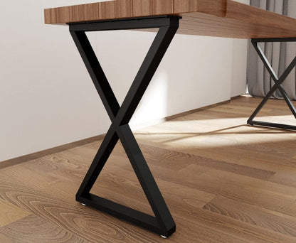 Metal Table Legs 28''x 24'' Heavy-Duty Desk Legs Industrial Furniture Legs for Dinning Table, Computer Table, Office Table (2Pcs)-Black image 4