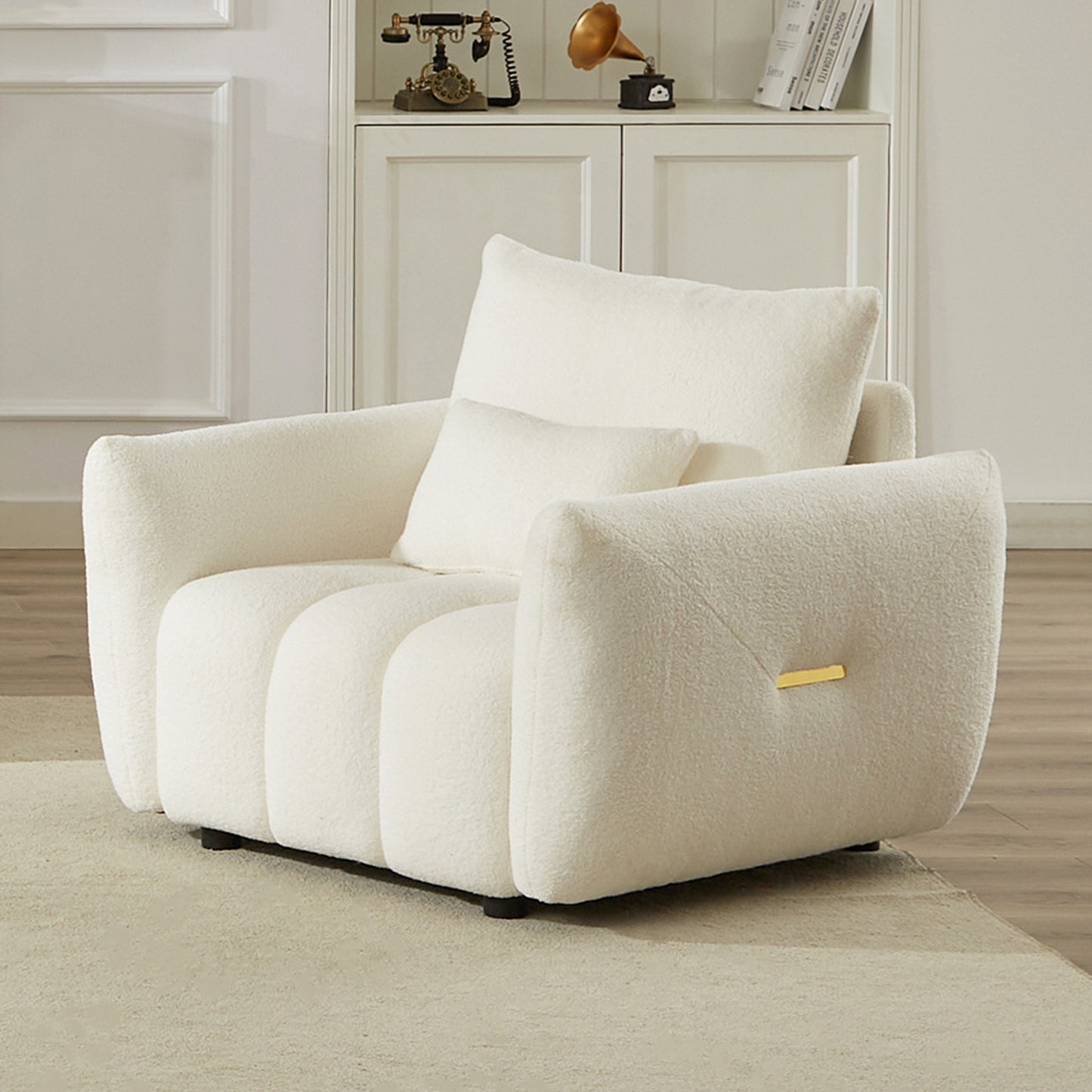 MH35.24''Teddy Fabric Sofa, Modern Lounge Chair, Upholstered with One Pillow for Apartment, Office, Living Room and Bedroom image 2