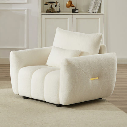 MH35.24''Teddy Fabric Sofa, Modern Lounge Chair, Upholstered with One Pillow for Apartment, Office, Living Room and Bedroom image 2