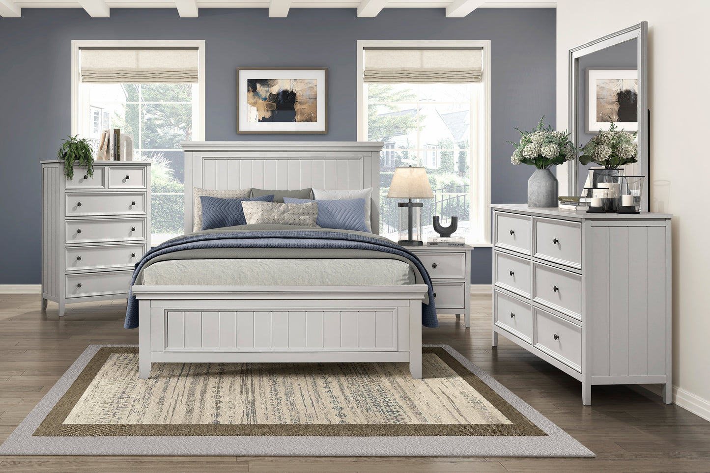 Classic White Finish Nightstand of 2 Drawers Storage Modern Farmhouse Style Bedroom Furniture 1pc Bedside Table image 5