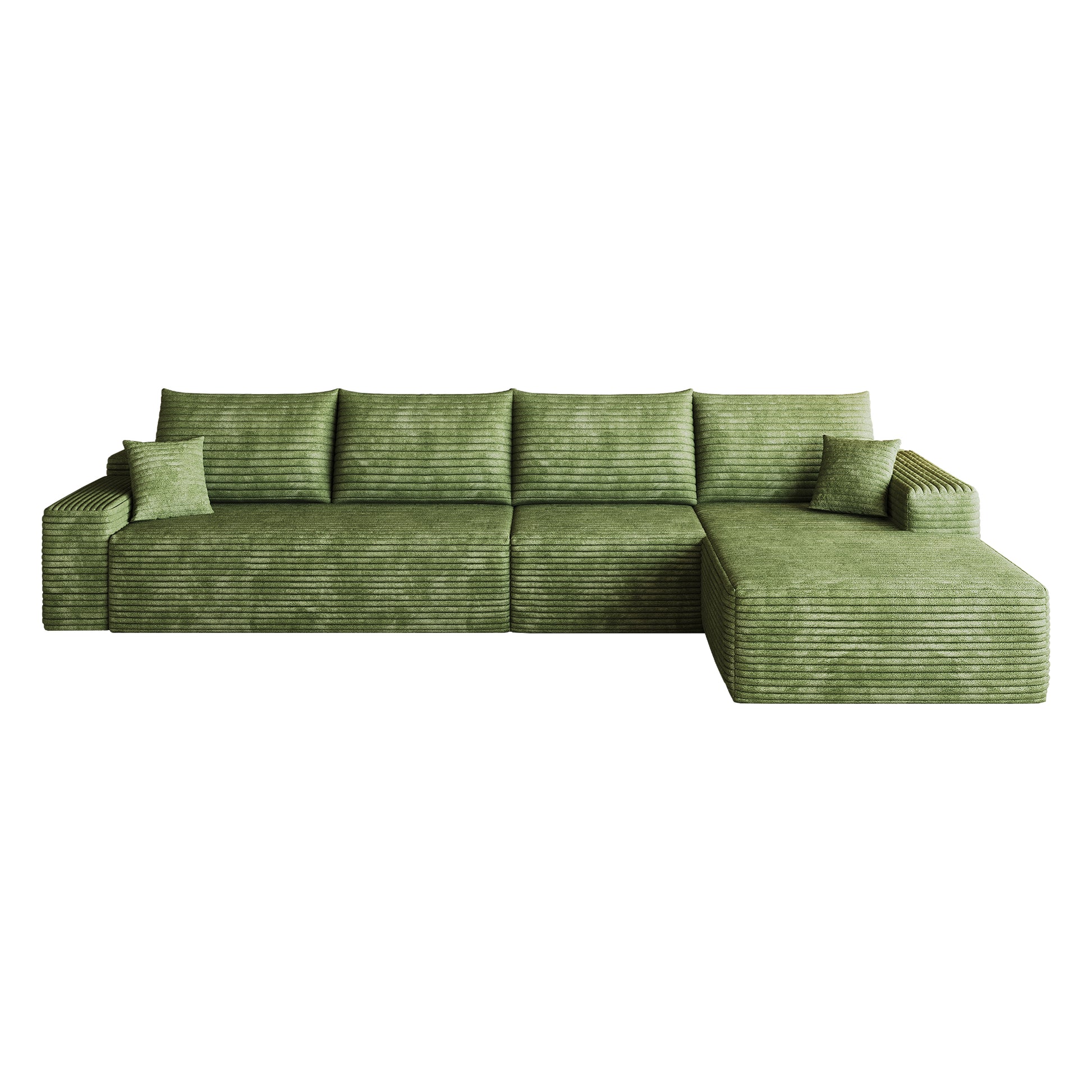 135" Cloud Sectional Couch with L-Shape Chaise,Modern Modular Sofa with Deep Seat, Upholstered Couches for Living Room Bedroom,No Assembly Required, (Plush Corduroy Fabric),Green image 6