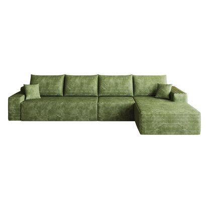 135" Cloud Sectional Couch with L-Shape Chaise,Modern Modular Sofa with Deep Seat, Upholstered Couches for Living Room Bedroom,No Assembly Required, (Plush Corduroy Fabric),Green image 6