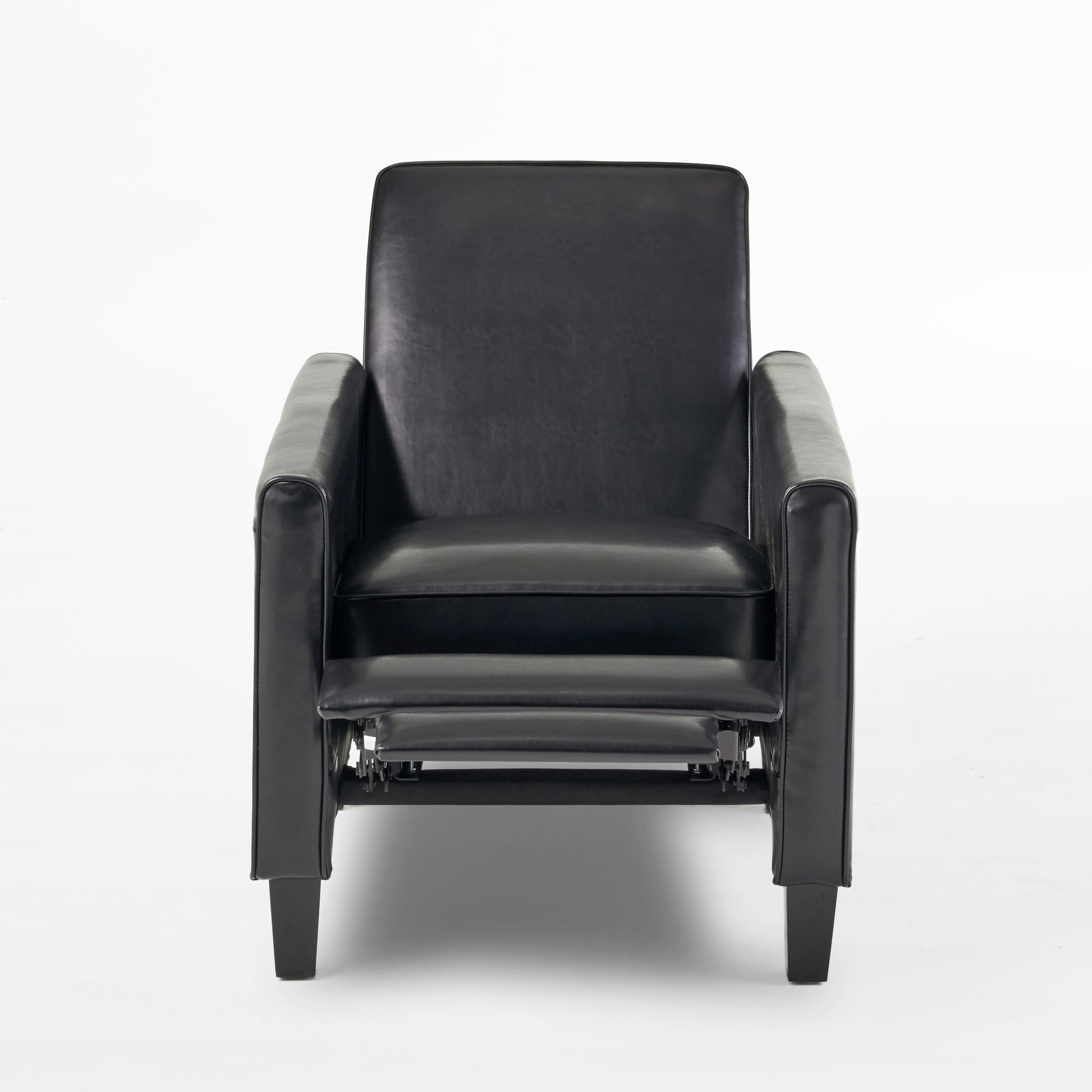 27.5" Push Back Recliner Chair Upholstered Recliner Armchair with Solid Beech Wood Legs for Living Room and Bedroom(Old SKU:52422.00PUBLK), Black image 7