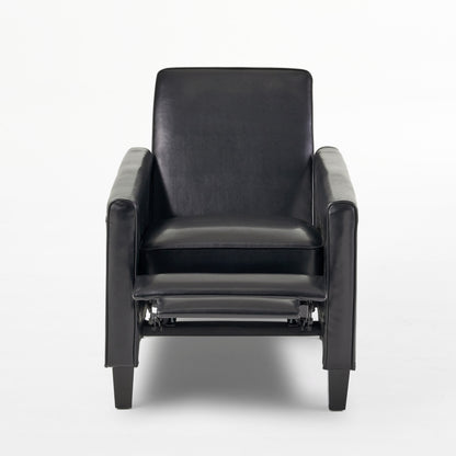 27.5" Push Back Recliner Chair Upholstered Recliner Armchair with Solid Beech Wood Legs for Living Room and Bedroom(Old SKU:52422.00PUBLK), Black image 7