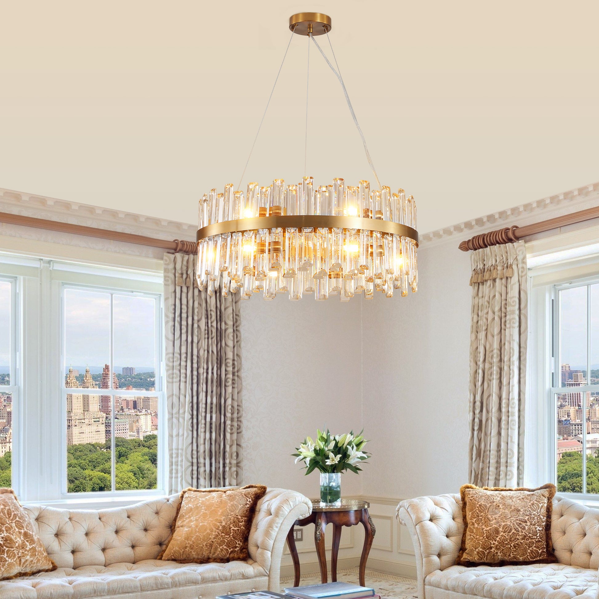 23.6 Inches Luxury Chandeliers Crystal Living Room Bedroom Decorative Lights Simple Modern Dining Room Lighting,for Home Decor (Bulbs Not Included) image 4