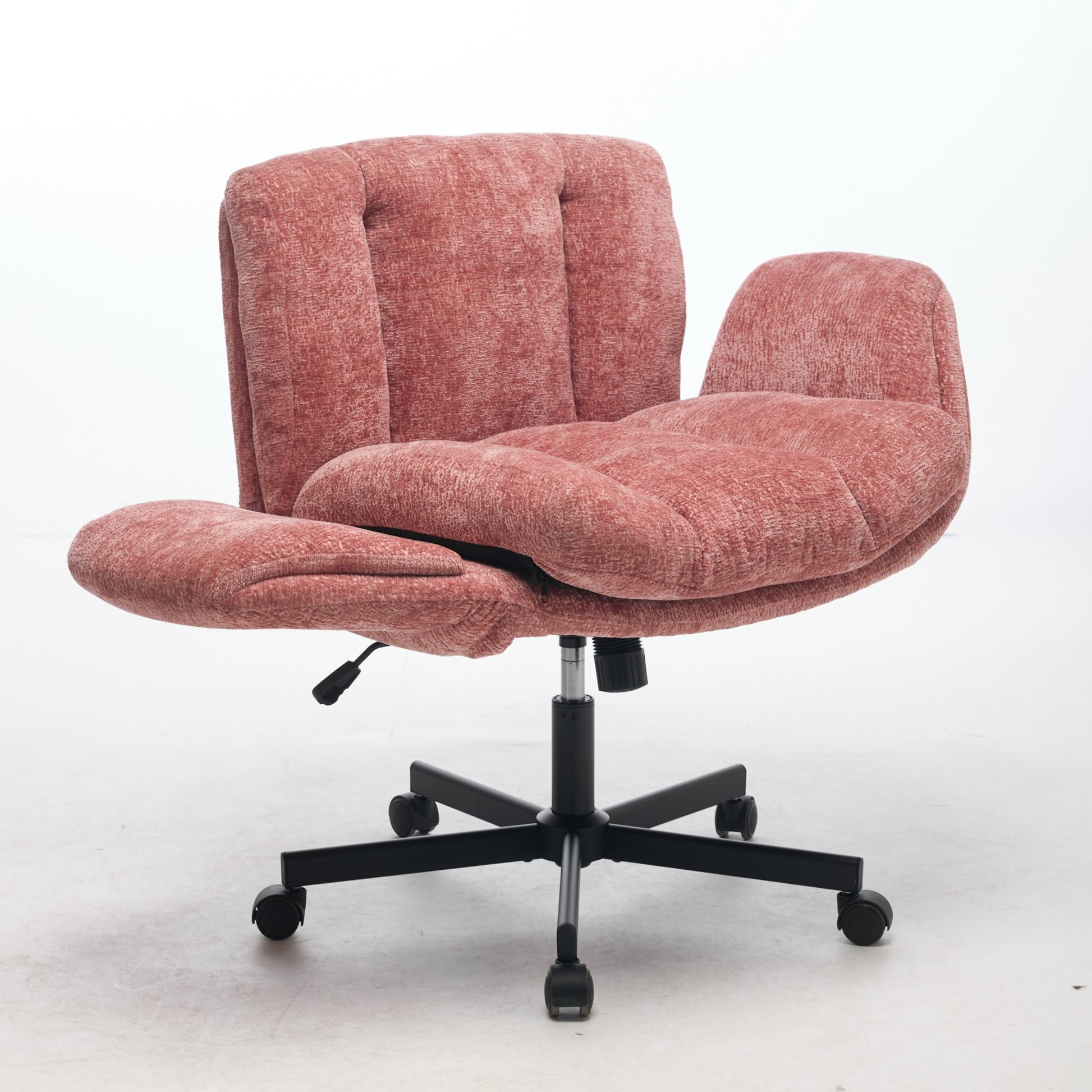 Modern Chenille Swivel Office Chair, Height Adjustable Task Chair with Convertible Multi-Position Armrests, Comfy Double Cushioned Desk Chair for Home, Study,Vanity & Living Room, Blush Pink,SW5028PK image 9