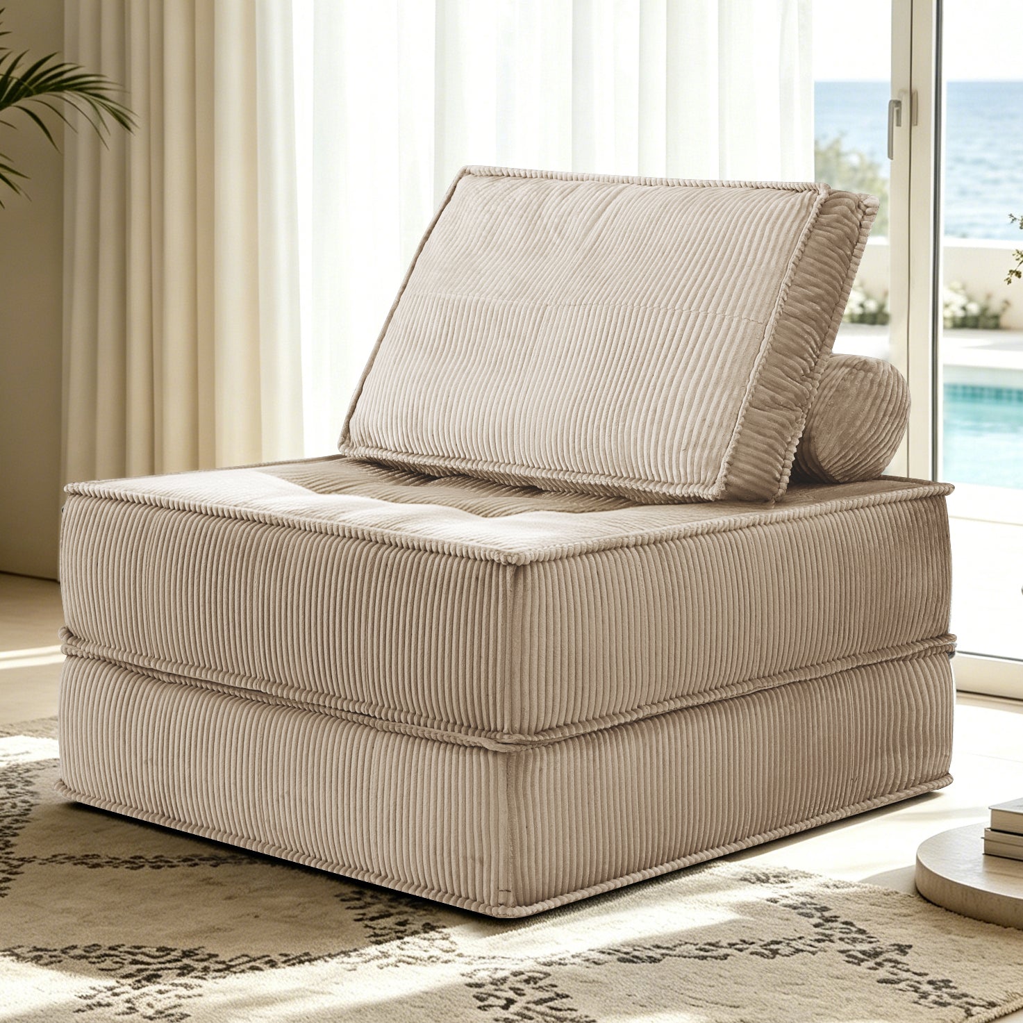 66.9 inch modular sofa, single seater, double-layer multi-combination, skin-friendly fabric, DIY suitable for living rooms, study rooms, bedrooms, and other spaces.Camel image 1