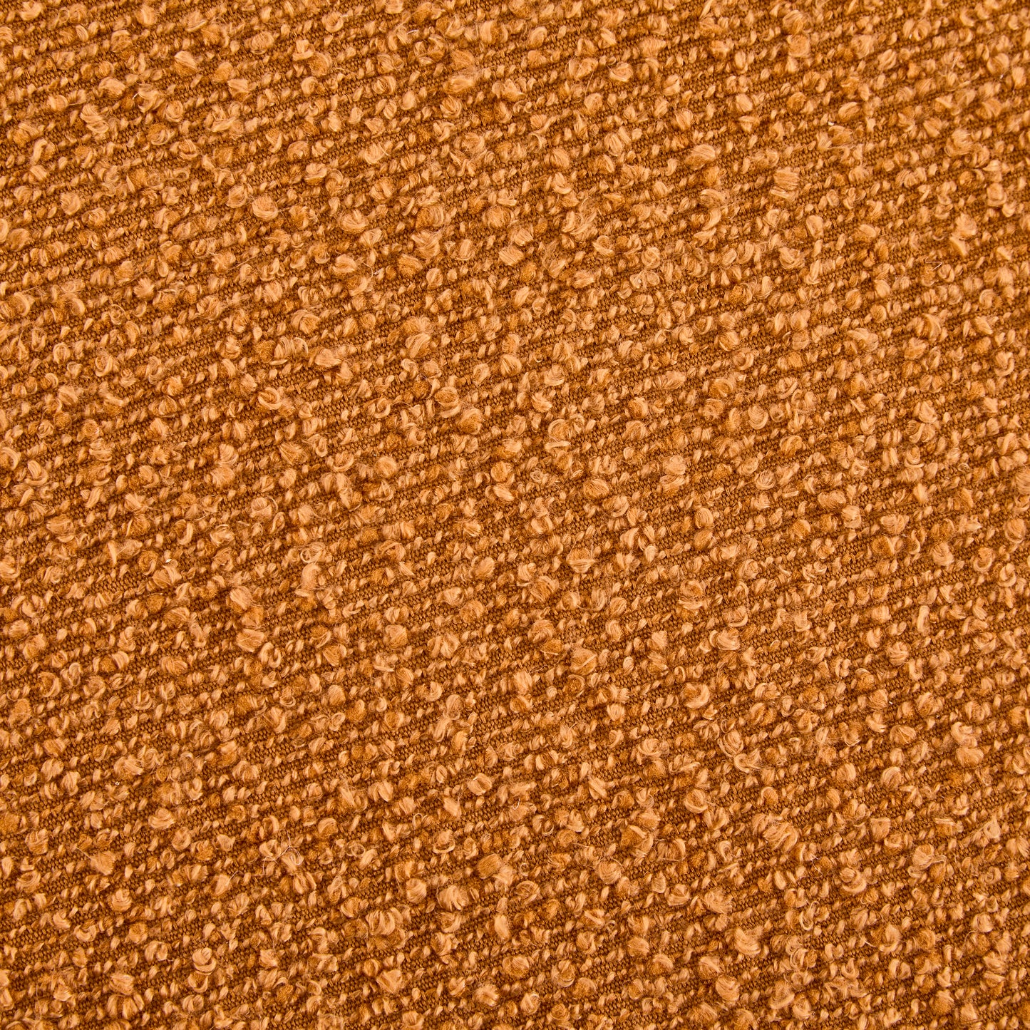Modish Round Ottoman: Boucle Top with Splayed Rubber Wood Legs, Pumpkin Orange image 4