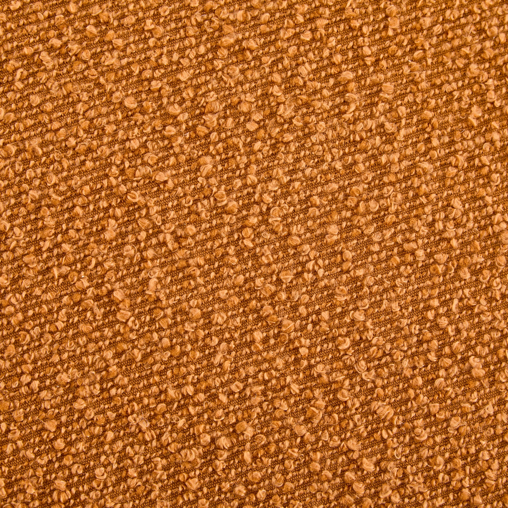 Modish Round Ottoman: Boucle Top with Splayed Rubber Wood Legs, Pumpkin Orange image 4