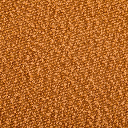 Modish Round Ottoman: Boucle Top with Splayed Rubber Wood Legs, Pumpkin Orange image 4