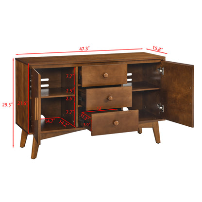47.3" Mid Century Modern Sideboard Buffet Cabinet with Storage, Storage Cabinet with 2 Doors and 3 Drawers for Kitchen Dining Living Room, Accent Console Table, Walnut image 11