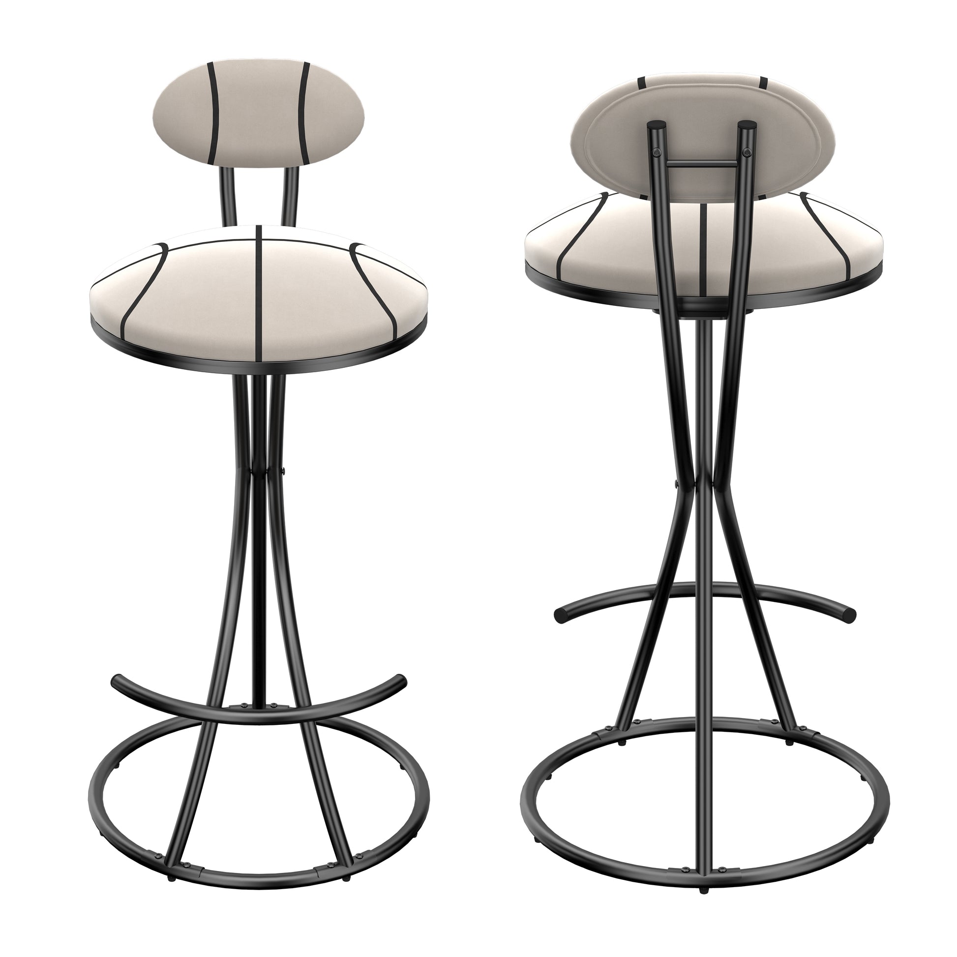 Upholstered Bar Stools Set of 2 Striped Counter Height Barstools Modern Velvet Dining Chairs for Kitchen Island, Living Room (Black & Stripe) image 7