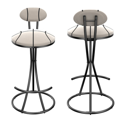 Upholstered Bar Stools Set of 2 Striped Counter Height Barstools Modern Velvet Dining Chairs for Kitchen Island, Living Room (Black & Stripe) image 7