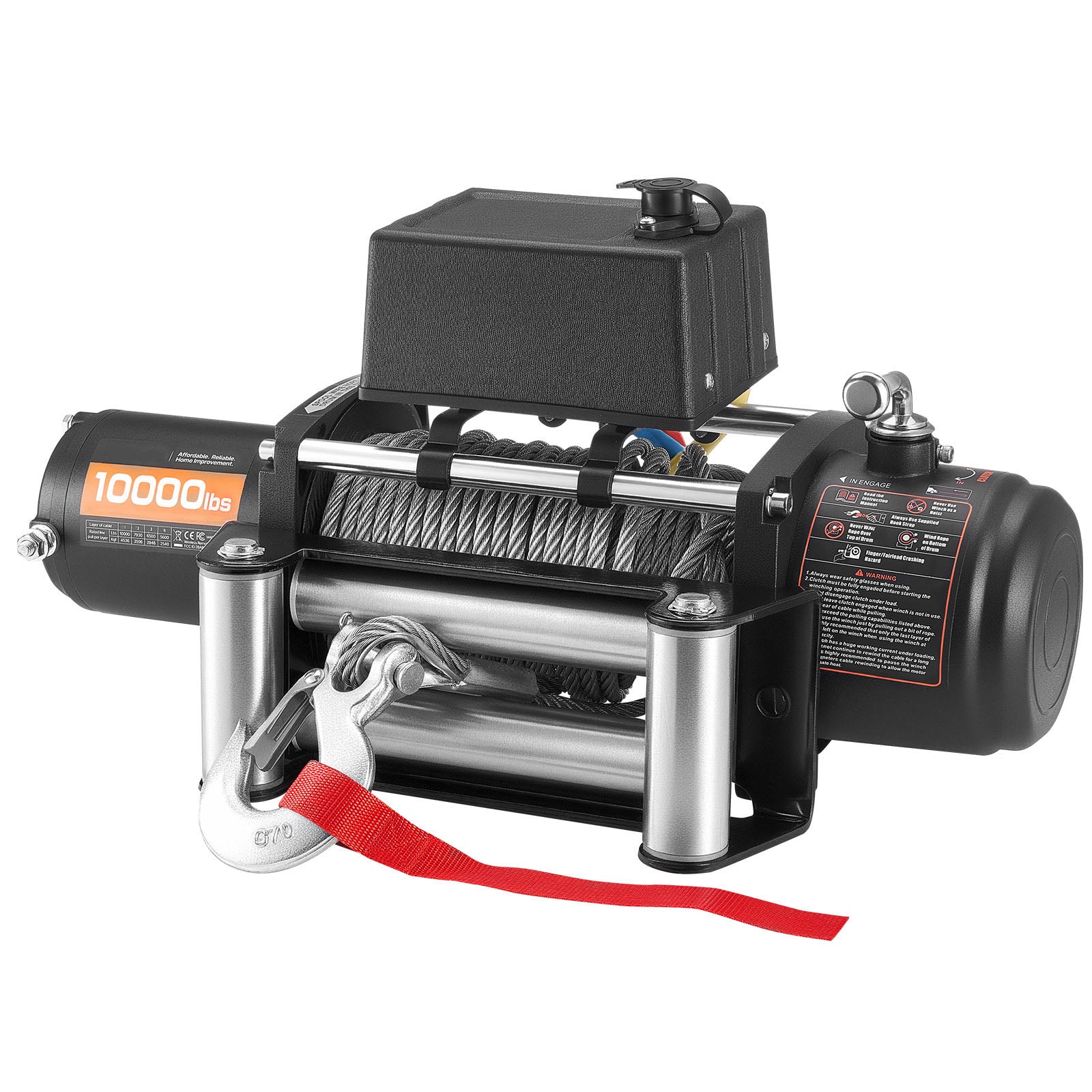Electric Winch, 10000 lbs Load Capacity, 12V DC Truck Winch with Φ21/64 in x 65 ft Steel Rope, Wireless & Wired Remote Control, IP55 Waterproof for Towing SUV Jeep Trailer Boat Off-Road Vehicle image 5