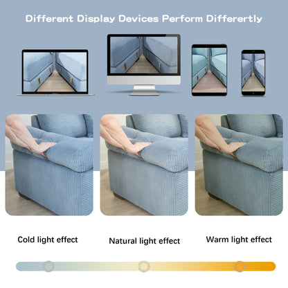 82.6" Oversized Cloud Modular Sectional Couch, Soft Corduroy Fabric With An Ottoman,Deep Seat Wide Armrests, Ergonomic Design Easy Assembly,Soft Corduroy,For Living Rooms Lounges,Blue image 11