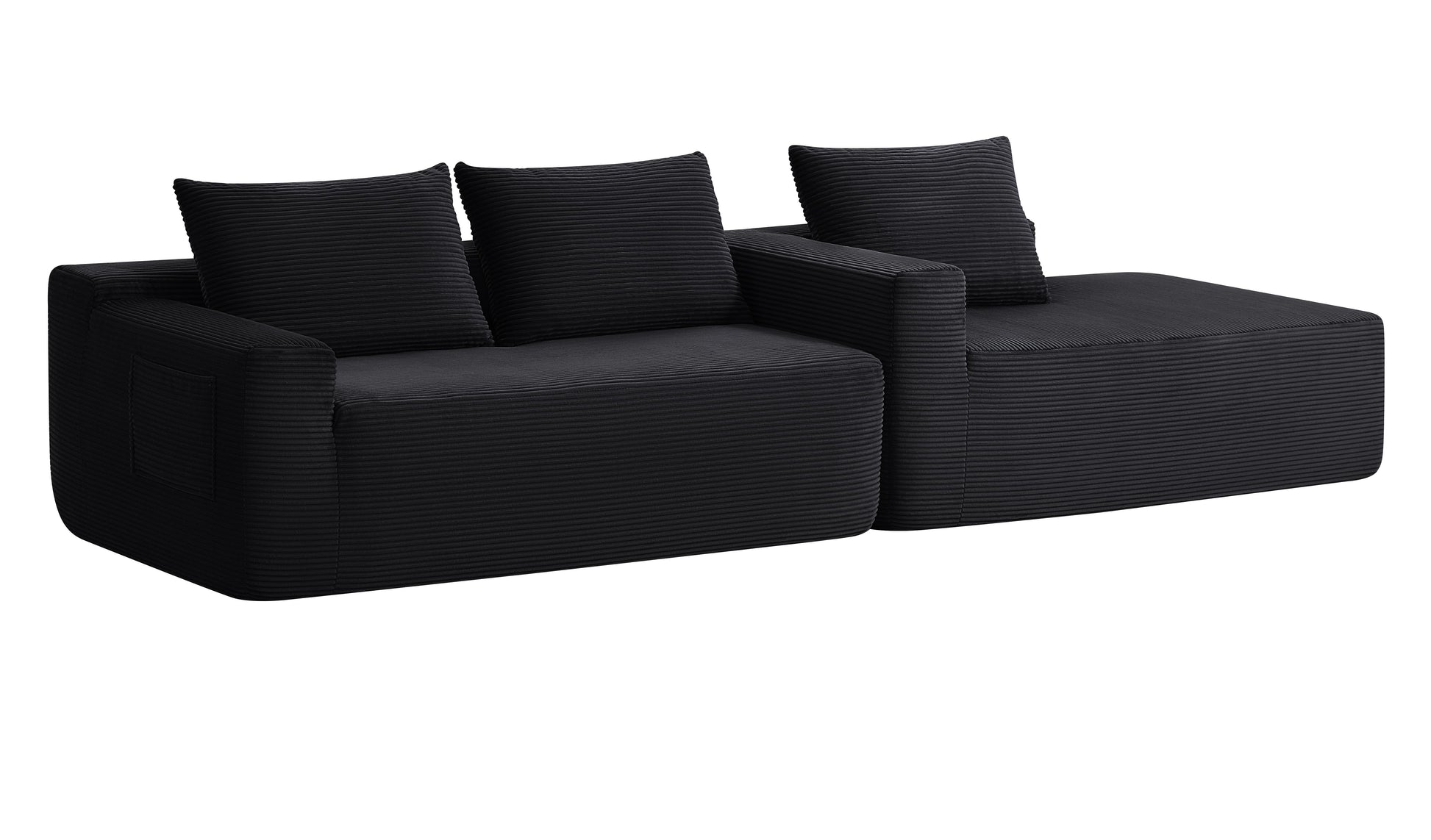 NEW 96.9" Cloud Sectional Couch with L-Shape Chaise,Modern Modular Sofa with Deep Seat, Upholstered Couches for Living Room Bedroom,No Assembly Required, (Corduroy Fabric),Black,Right image 10
