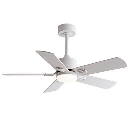 42-inch Ceiling Fan with Light and Remote Control, Low Profile Modern Ceiling Fan for Bedroom, 5 Blades with Dual White & Natural Wood Finish, Dimmable LED Light, Reversible 6-Speed Motor image 11