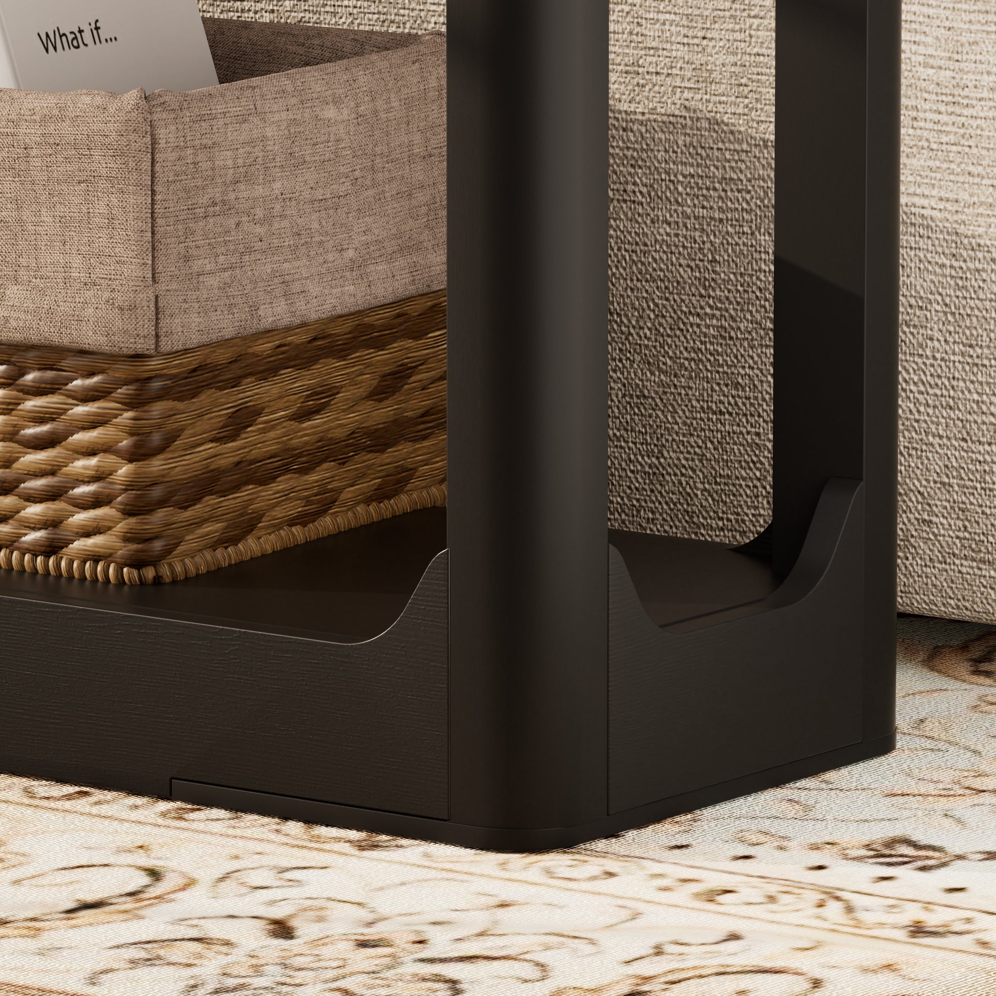 55.1-inch curved-leg storage table, ideal for entryways, slim wooden side table that can be placed behind a sofa, perfect for entryways, hallways, and doorways. Black, 55.1"L*11.8"W*31.1"H image 12