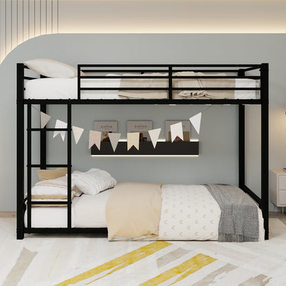 Metal Twin over Twin Bunk Bed/ Heavy-duty Sturdy Metal/ Noise Reduced/ Safety Guardrail,Black image 7