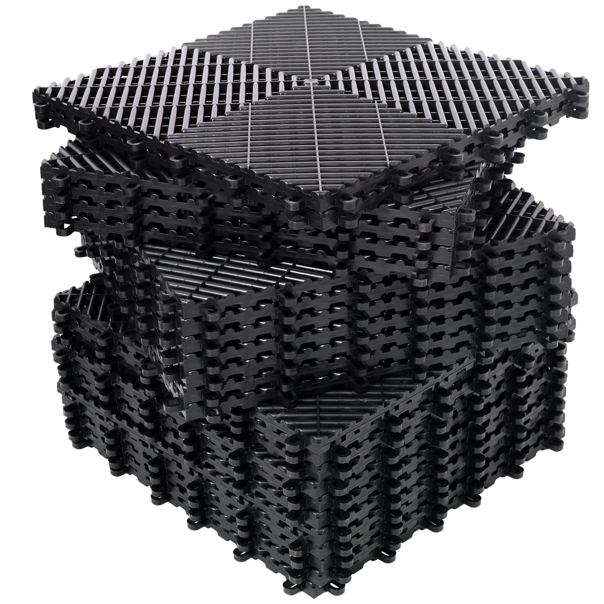 25pcs Plastic Garage Floor Mats,15.6"x15.6" Size,Non-Slip Interlocking Plastic Garage Floor Mat,Splicing Drainage Floor Tile and Shower Mat, for Garage, Garden, Kitchen & Outdoor, Black image 1