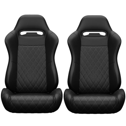 2PC Universal Racing Seats Stitch PVC Leather Reclinable Carbon Look Leather Back With Adjustor Slider(Not Including Seat Bracket) 1 box of 2 pieces image 9