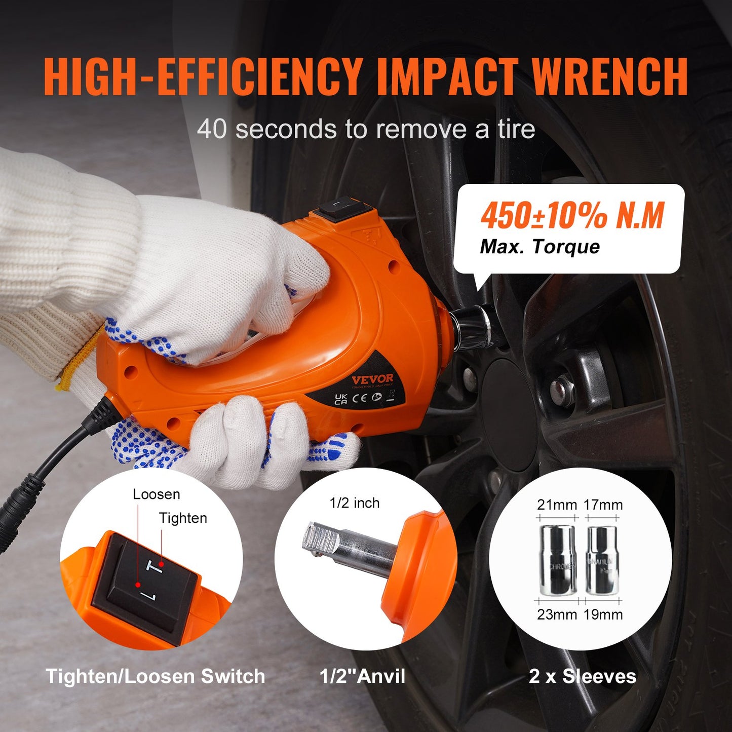 Electric Car Jack, 5 Ton/11023 LBS Hydraulic Jack with Electric Impact Wrench, Portable Car Lift with Built-in Inflatable Pump, and LED Light for SUV MPV Sedan Truck Change Tires Garage Repair image 7